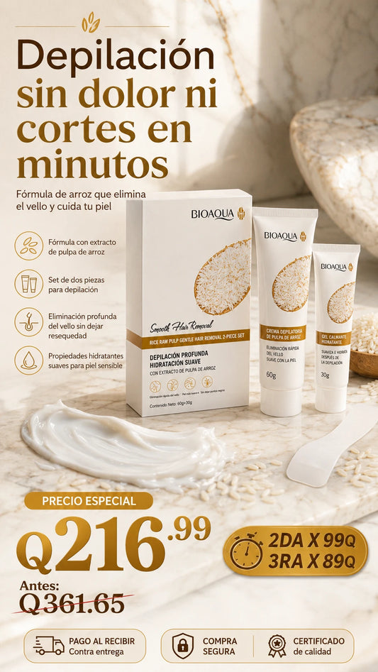 Kit Depilador De Arroz Bioaqua 2 En 1